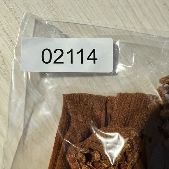 Nanette Lepore Rust Blouse XL Ruffle Crochet Flutter Boho Festival Hippie - Picture 8 of 8